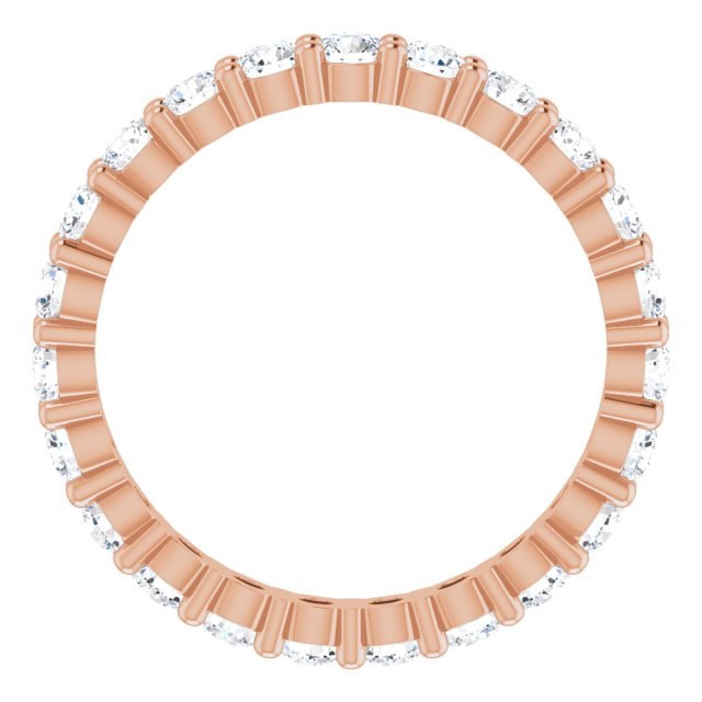 10K Gold Round Lab-Grown Diamond Shared-Prong Eternity Band – 2.25 mm Stones - Rose Gold - view 2