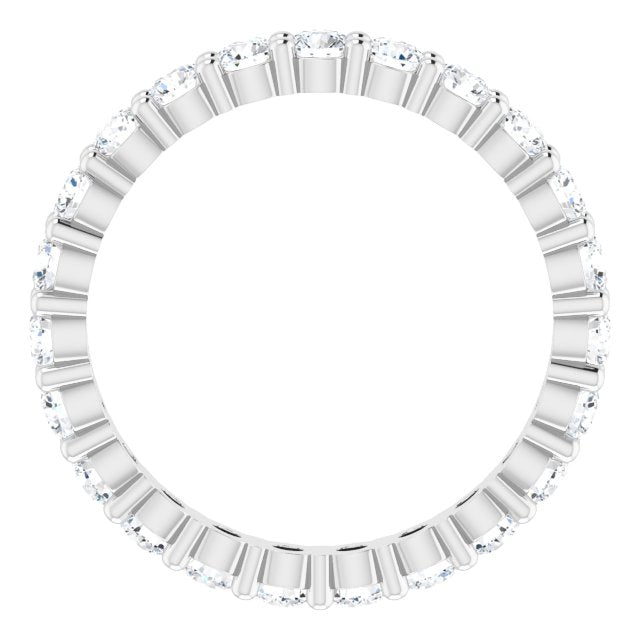 10K Gold Round Lab-Grown Diamond Shared-Prong Eternity Band – 2.25 mm Stones - White Gold - view 2