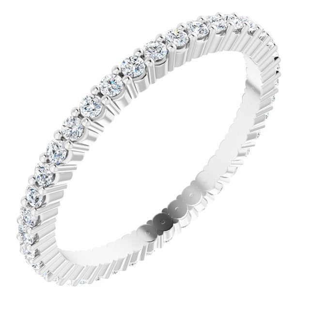 14K Gold Round Lab-Grown Diamond Shared-Prong Eternity Band – 1.3 mm Stones - White Gold