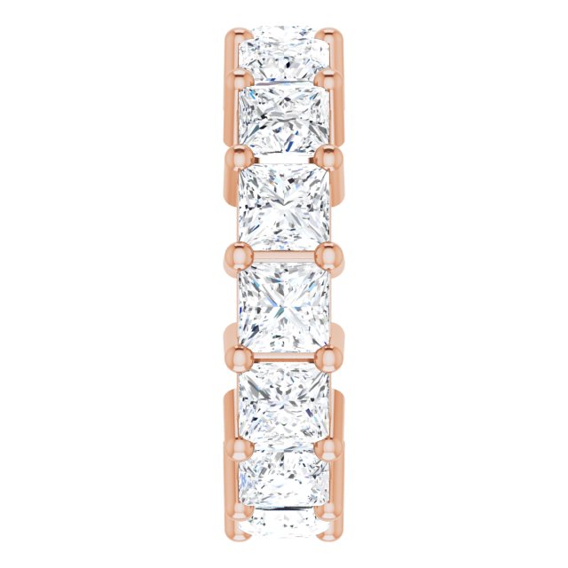 10K Gold Square Lab-Grown Diamond Shared-Prong Eternity Band – 4x4 mm Stones - Rose Gold - view 4