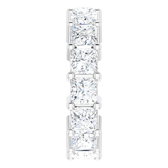 10K Gold Square Lab-Grown Diamond Shared-Prong Eternity Band – 4x4 mm Stones - White Gold - view 4