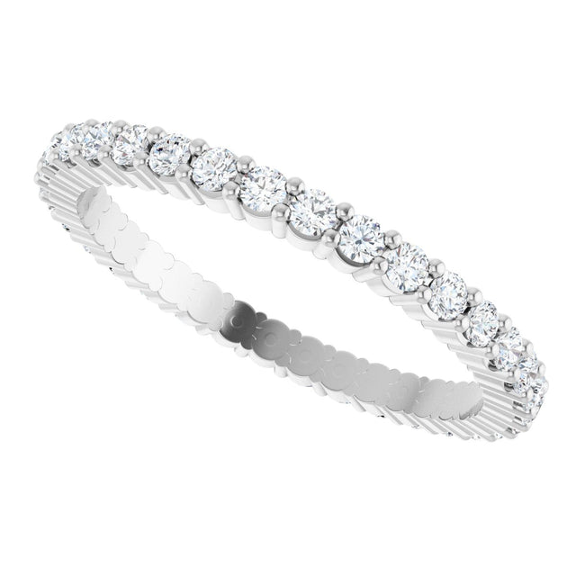 10K Gold Round Lab-Grown Diamond Shared-Prong Eternity Band – 1.5 mm Stones - White Gold - view 5