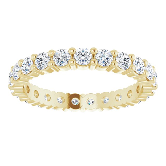 10K Gold Round Natural Diamond Shared-Prong Eternity Band – 2.25 mm Stones - Yellow Gold - view 3