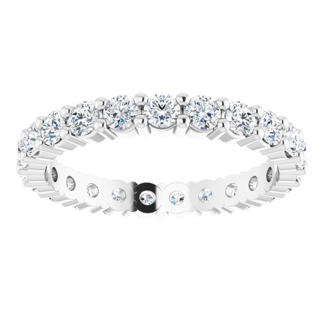 10K Gold Round Lab-Grown Diamond Shared-Prong Eternity Band – 2.25 mm Stones - White Gold - view 3