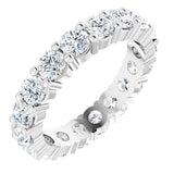 14K Gold Round Lab-Grown Diamond Shared-Prong Eternity Band – 3.2 mm Stones - White Gold