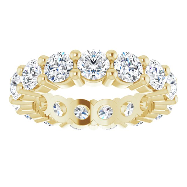 10K Gold Round Lab-Grown Diamond Shared-Prong Eternity Band – 3.8 mm Stones - Yellow Gold - view 3
