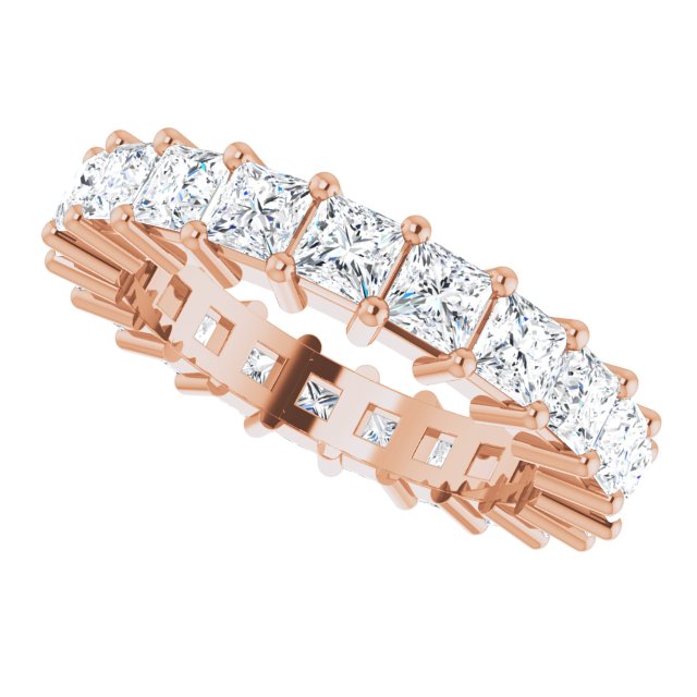 10K Gold Square Lab-Grown Diamond Shared-Prong Eternity Band – 2.75x2.75 mm Stones - Rose Gold - view 5