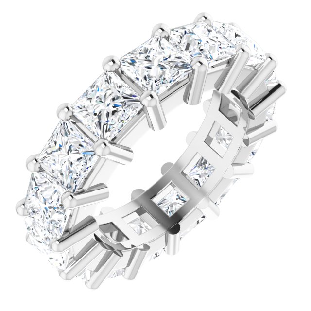 10K Gold Square Lab-Grown Diamond Shared-Prong Eternity Band – 4x4 mm Stones - White Gold