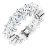14K Gold Square Lab-Grown Diamond Shared-Prong Eternity Band – 4x4 mm Stones - White Gold