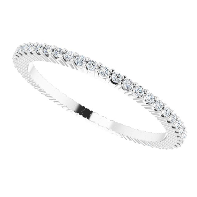 10K Gold Round Lab-Grown Diamond Shared-Prong Eternity Band – 1 mm Stones - White Gold - view 5