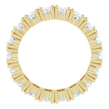 14K Gold Oval Natural Diamond Shared-Prong Eternity Band – 5x3 mm Stones - Yellow Gold - view 2