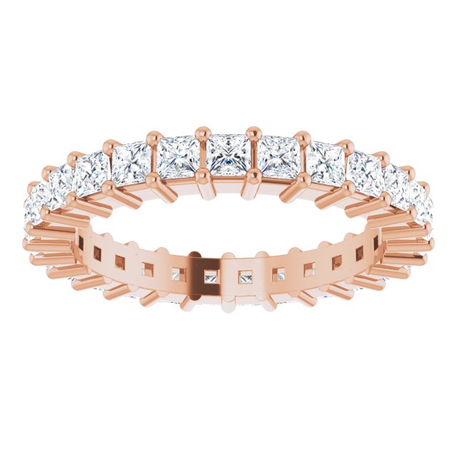 10K Gold Square Natural Diamond Shared-Prong Eternity Band – 2x2 mm Stones - Rose Gold - view 3