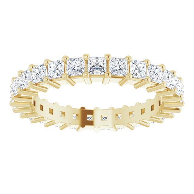 10K Gold Square Lab-Grown Diamond Shared-Prong Eternity Band – 2x2 mm Stones - Yellow Gold - view 3
