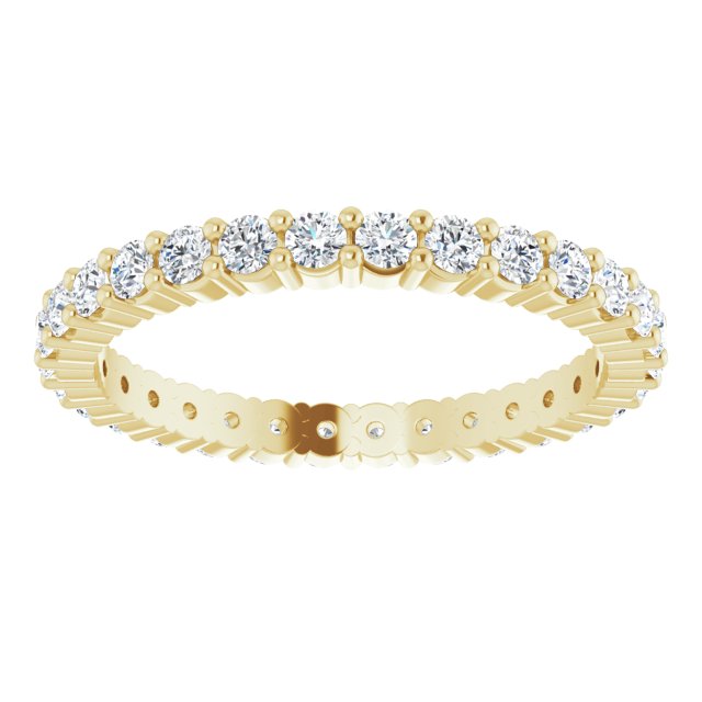 10K Gold Round Lab-Grown Diamond Shared-Prong Eternity Band – 1.75 mm Stones - Yellow Gold - view 3