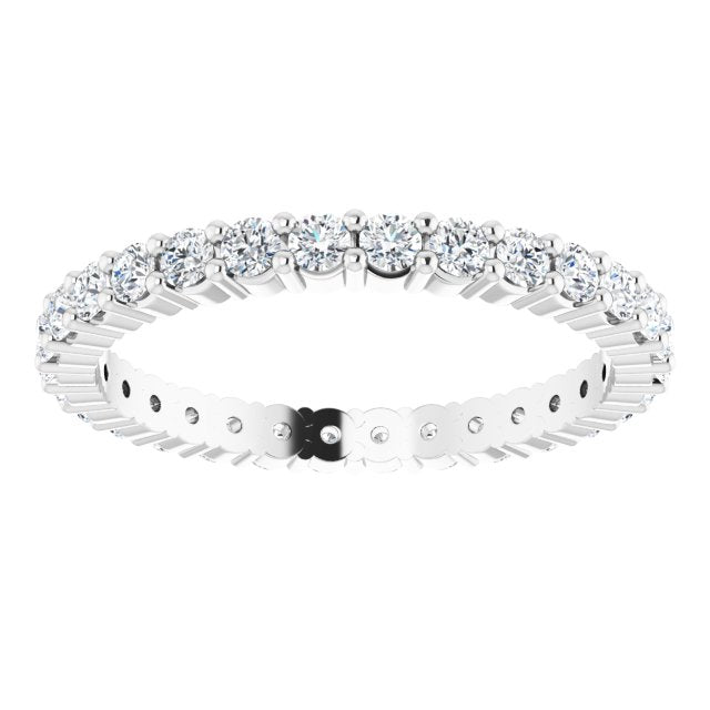 10K Gold Round Lab-Grown Diamond Shared-Prong Eternity Band – 1.75 mm Stones - White Gold - view 3