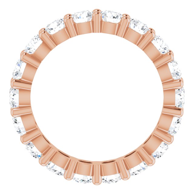 10K Gold Round Natural Diamond Shared-Prong Eternity Band – 3.2 mm Stones - Rose Gold - view 2