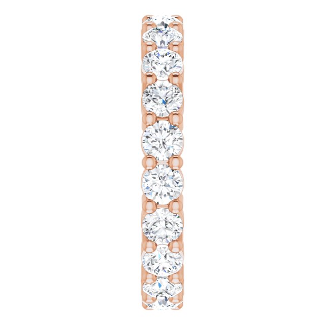 10K Gold Round Natural Diamond Shared-Prong Eternity Band – 2.75 mm Stones - Rose Gold - view 4
