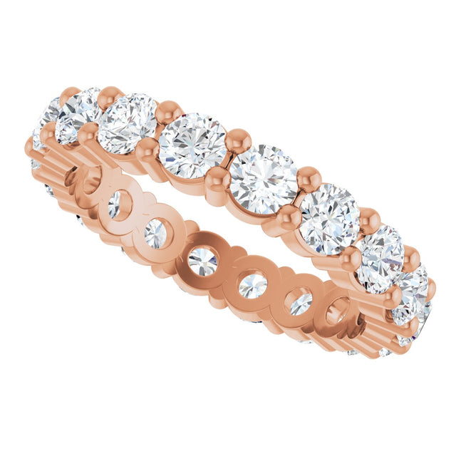 10K Gold Round Lab-Grown Diamond Shared-Prong Eternity Band – 3 mm Stones - Rose Gold - view 5