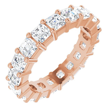 14K Gold Asscher Lab-Grown Diamond Shared-Prong Eternity Band – 3x3 mm Stones - Rose Gold