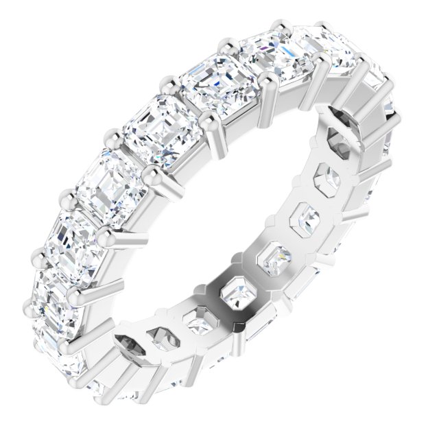 14K Gold Asscher Lab-Grown Diamond Shared-Prong Eternity Band – 3x3 mm Stones - White Gold