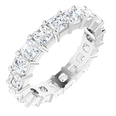 Platinum Asscher Lab-Grown Diamond Shared-Prong Eternity Band – 3x3 mm Stones