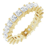 14K Gold Square Natural Diamond Shared-Prong Eternity Band – 2.5x2.5 mm Stones - Yellow Gold