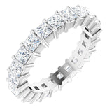 10K Gold Square Natural Diamond Shared-Prong Eternity Band – 2.5x2.5 mm Stones - White Gold