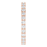 10K Gold Round Natural Diamond Shared-Prong Eternity Band – 1.75 mm Stones - Rose Gold - view 4