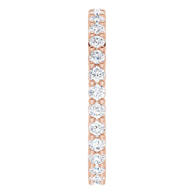 10K Gold Round Natural Diamond Shared-Prong Eternity Band – 1.75 mm Stones - Rose Gold - view 4