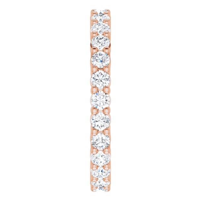 10K Gold Round Natural Diamond Shared-Prong Eternity Band – 2 mm Stones - Rose Gold - view 4