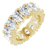 14K Gold Oval Natural Diamond Shared-Prong Eternity Band – 6x4 mm Stones - Yellow Gold