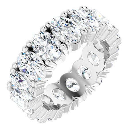 10K Gold Oval Lab-Grown Diamond Shared-Prong Eternity Band – 6x4 mm Stones - White Gold