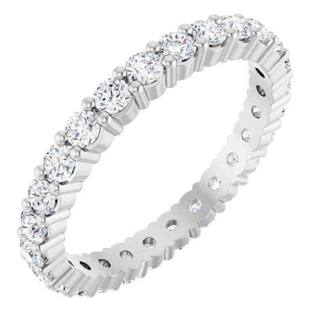 10K Gold Round Lab-Grown Diamond Shared-Prong Eternity Band – 2 mm Stones - White Gold