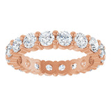 10K Gold Round Natural Diamond Shared-Prong Eternity Band – 3 mm Stones - Rose Gold - view 3