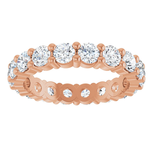 10K Gold Round Lab-Grown Diamond Shared-Prong Eternity Band – 3 mm Stones - Rose Gold - view 3