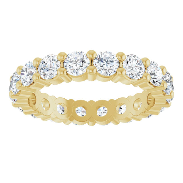 10K Gold Round Lab-Grown Diamond Shared-Prong Eternity Band – 3 mm Stones - Yellow Gold - view 3