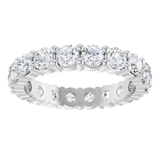 10K Gold Round Lab-Grown Diamond Shared-Prong Eternity Band – 3 mm Stones - White Gold - view 3
