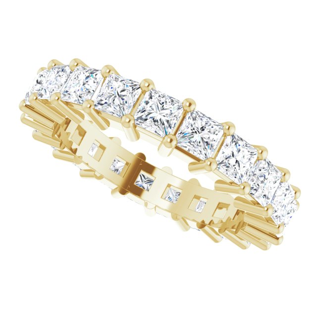 14K Gold Square Lab-Grown Diamond Shared-Prong Eternity Band – 2.75x2.75 mm Stones - Yellow Gold - view 5