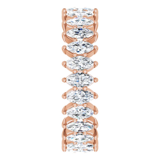 14K Gold Marquise Natural Diamond Shared-Prong Eternity Band – 4x2 mm Stones - Rose Gold - view 4
