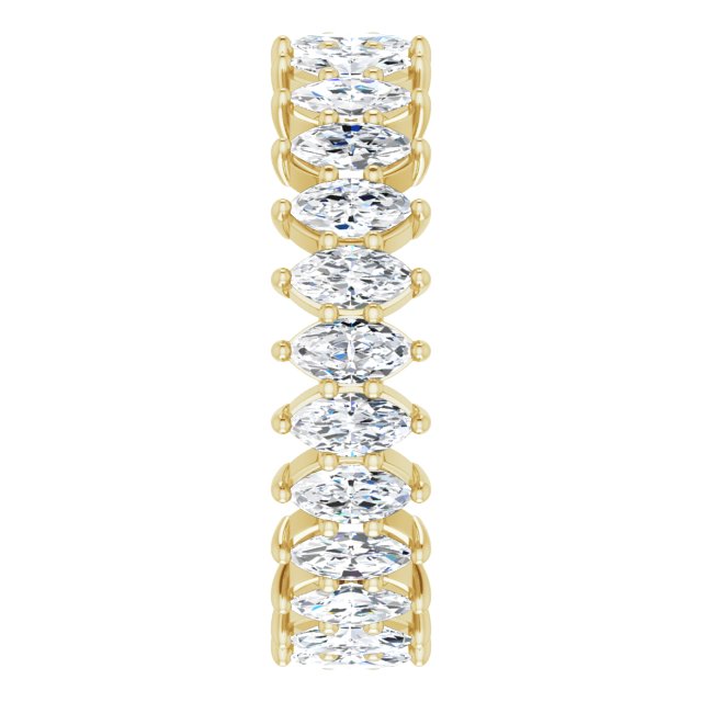 14K Gold Marquise Natural Diamond Shared-Prong Eternity Band – 4x2 mm Stones - Yellow Gold - view 4