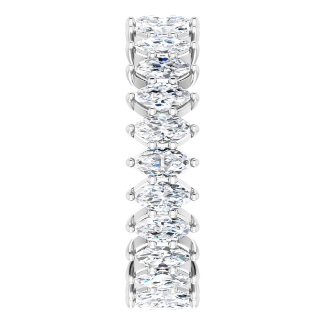 14K Gold Marquise Natural Diamond Shared-Prong Eternity Band – 4x2 mm Stones - White Gold - view 4