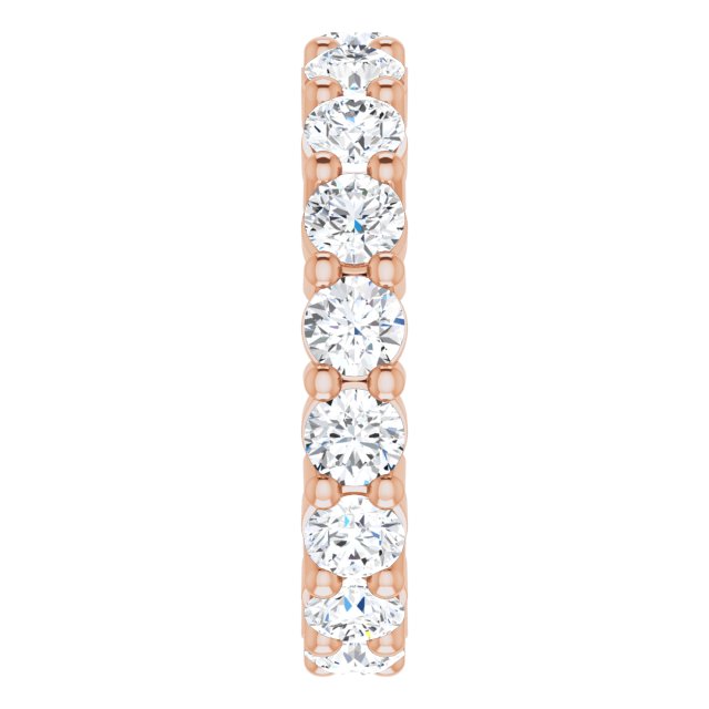 10K Gold Round Natural Diamond Shared-Prong Eternity Band – 3.2 mm Stones - Rose Gold - view 4