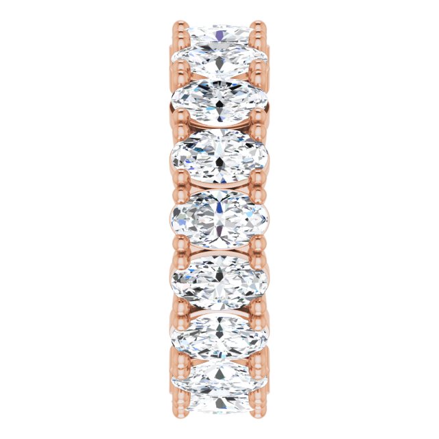 10K Gold Oval Lab-Grown Diamond Shared-Prong Eternity Band – 5x3 mm Stones - Rose Gold - view 4
