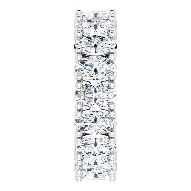 10K Gold Oval Lab-Grown Diamond Shared-Prong Eternity Band – 5x3 mm Stones - White Gold - view 4
