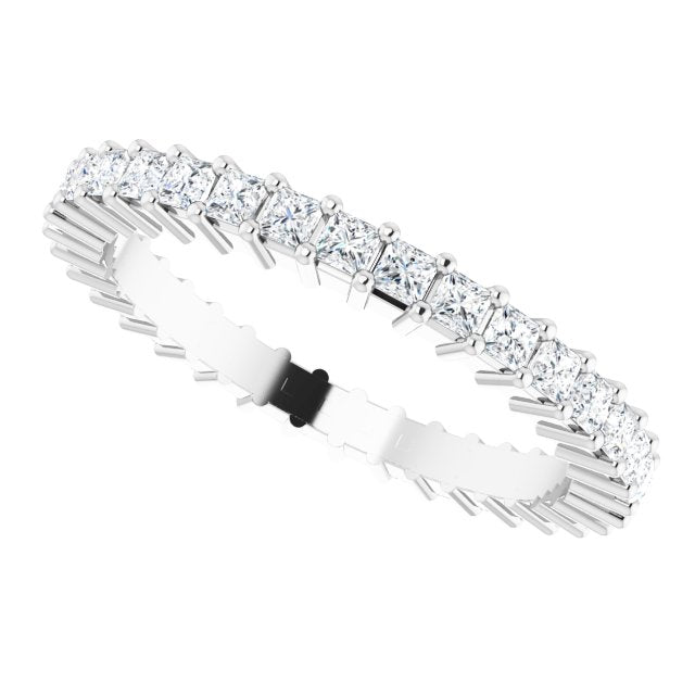 10K Gold Square Natural Diamond Shared-Prong Eternity Band – 1.5x1.5 mm Stones - White Gold - view 5