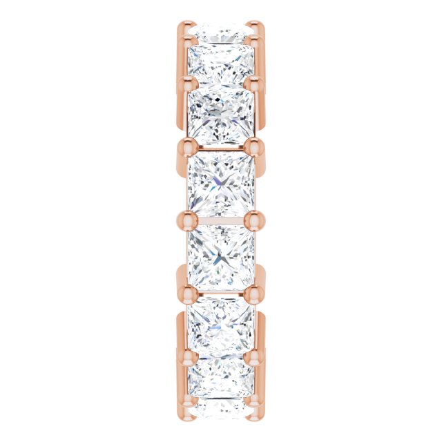 10K Gold Square Natural Diamond Shared-Prong Eternity Band – 3.75x3.75 mm Stones - Rose Gold - view 4