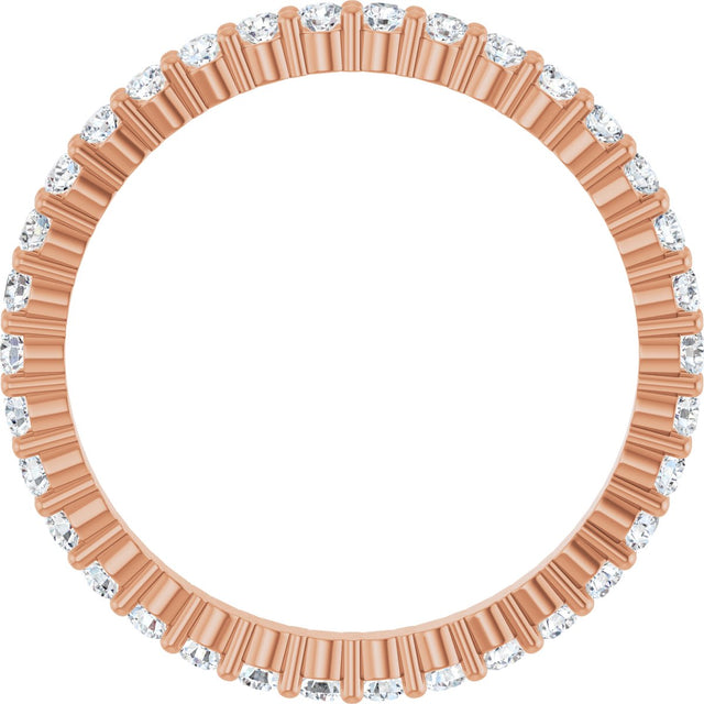 10K Gold Round Lab-Grown Diamond Shared-Prong Eternity Band – 1.5 mm Stones - Rose Gold - view 2