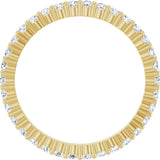14K Gold Round Natural Diamond Shared-Prong Eternity Band – 1.5 mm Stones - Yellow Gold - view 2