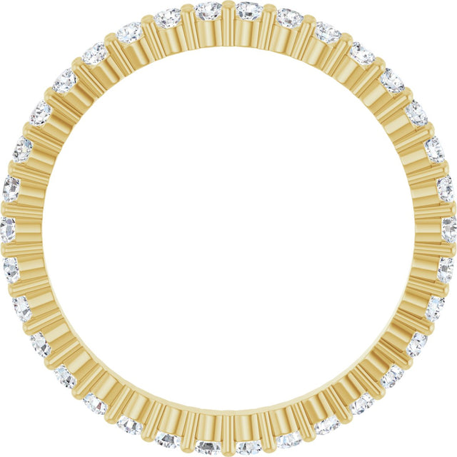 14K Gold Round Natural Diamond Shared-Prong Eternity Band – 1.5 mm Stones - Yellow Gold - view 2