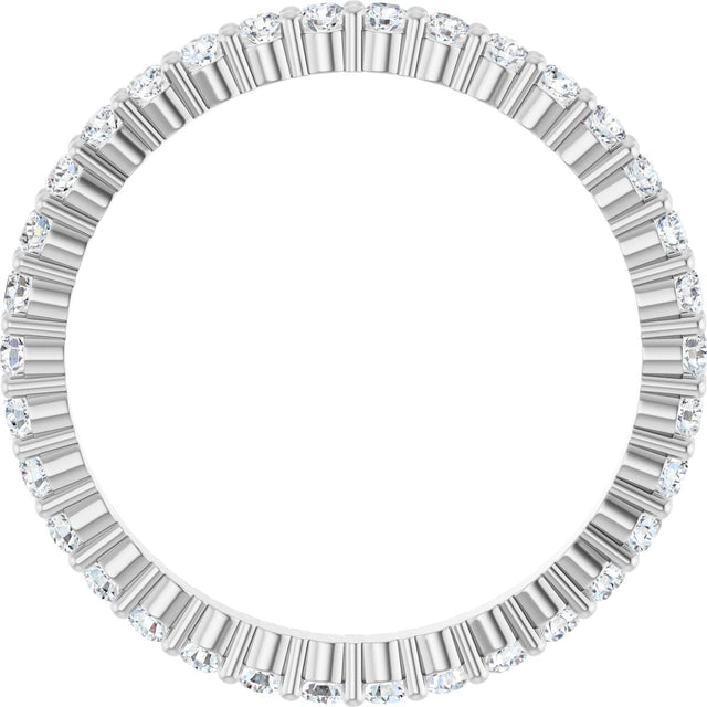 10K Gold Round Lab-Grown Diamond Shared-Prong Eternity Band – 1.5 mm Stones - White Gold - view 2